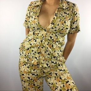 Vintage Two Piece Set. Floral Set. Top & Bottom